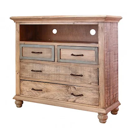 4 Drawer Media Chest with Open Media Compartment